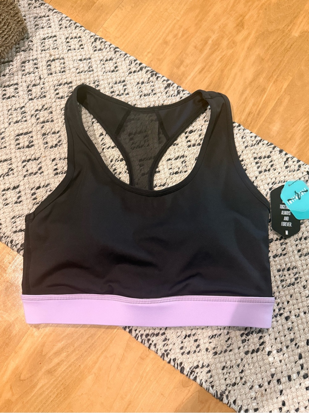 LuLaRoe Black Sports Bra with Lilac Band
